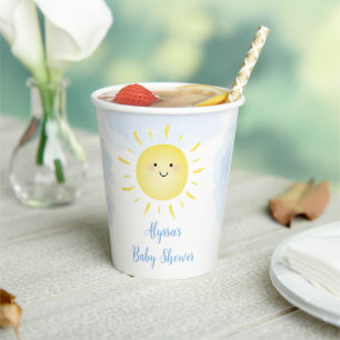 Sunshine Clouds Blue Boy Baby Shower Paper Cups