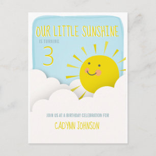 Sunshine Clouds Blue Sky Birthday Invitation Postcard