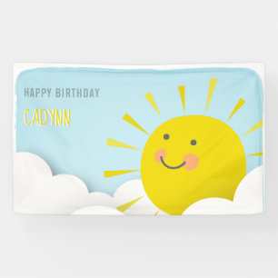 Sunshine Clouds Watercolor Sky Birthday Banner