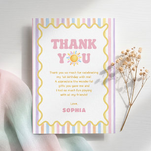 Sunshine colourful Stripe Girl Birthday Thank You Card