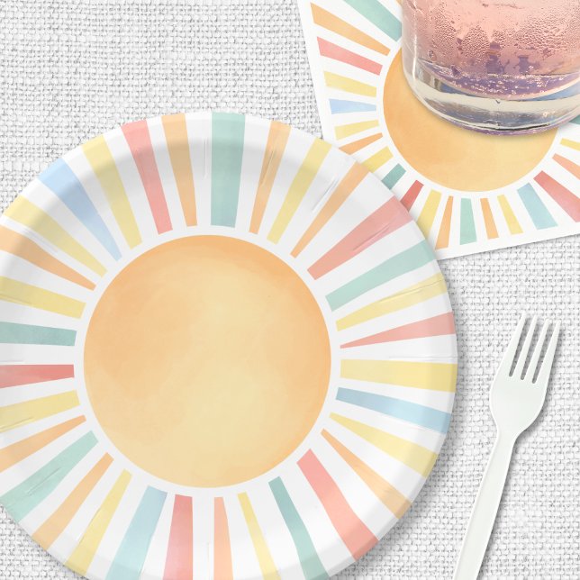 Sunshine Colourful Summer Sun Paper Plate (Sunshine Colorful Summer Sun Paper Plates)