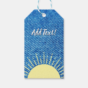 Sunshine Denim Baby Shower Background Custom Gift Tags
