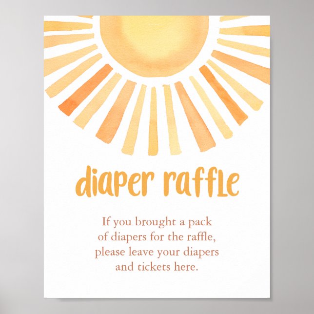 Sunshine Diaper Raffle gender neutral baby shower Poster (Front)