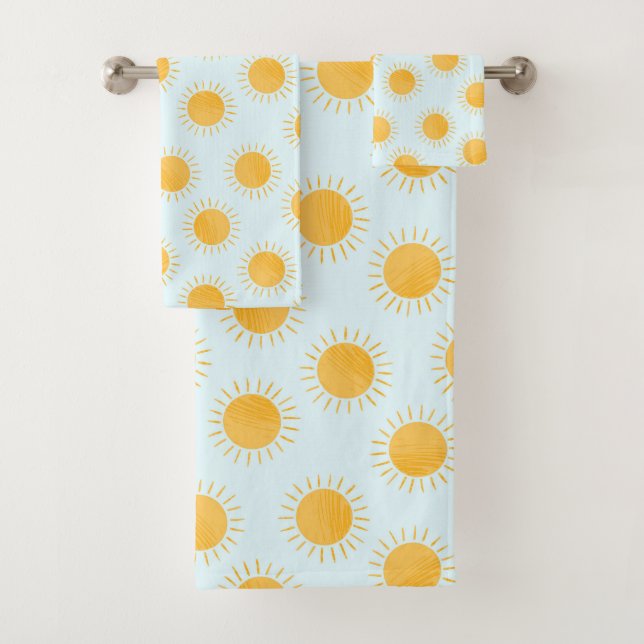 Sunshine Doodle Day Pattern Bath Towel Set (Insitu)
