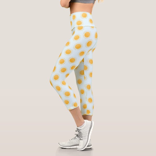 Sunshine Doodle Day Pattern Capri Leggings (Left)