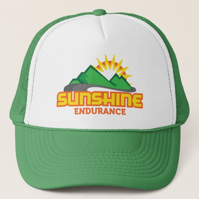 Sunshine Endurance Green Logo Retro Trucker Hat (Front)