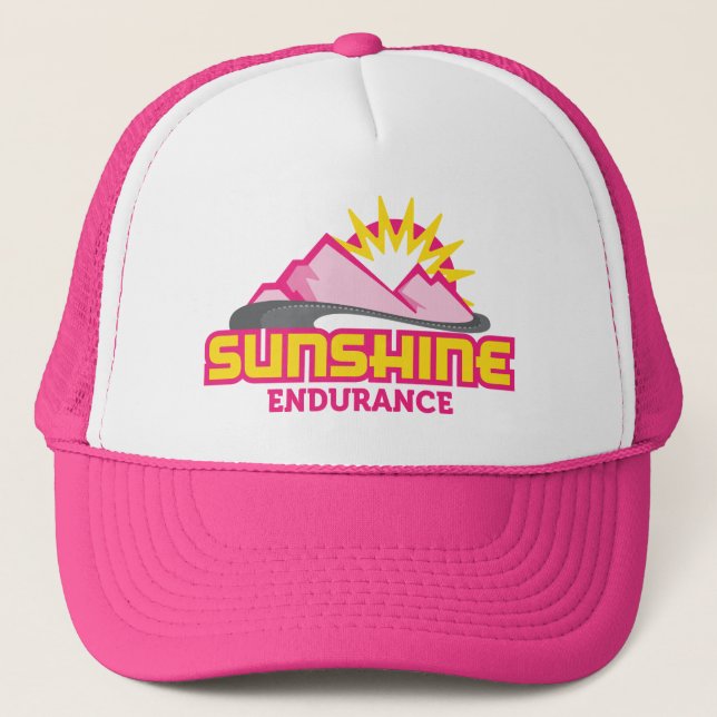 Sunshine Endurance Pink Logo Retro Trucker Hat (Front)