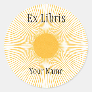 Sunshine Ex Libris Bookplates, Customisable Classic Round Sticker
