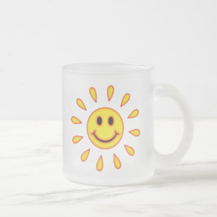 Sunshine Face Frosted Glass Coffee Mug