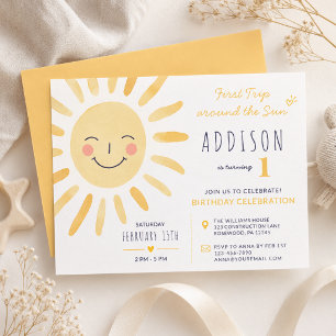 Sunshine First Birthday Invitation
