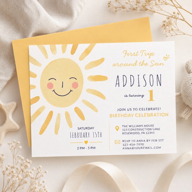 Sunshine First Birthday Invitation (Creator Uploaded)