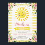Sunshine First Birthday Invitation, Sun Birthday Invitation<br><div class="desc">Sunshine First Birthday Invitation,  Sun Birthday Invite,  Sun Party,  Sun Invitation,  Sunshine Birthday Invitation,   yellow,  pink,  flowers</div>