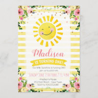 Sunshine First Birthday Invitation, Sun Birthday