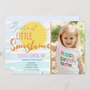 Sunshine First Birthday Invitation With Photo