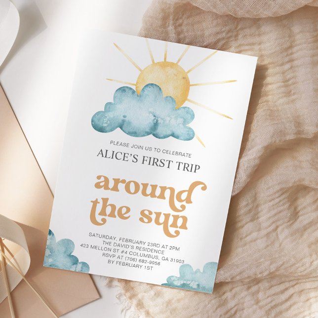 Sunshine First Trip Around The Sun Boho Birthday Invitation (Creator Uploaded)