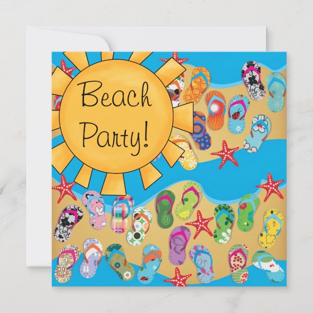 Sunshine Flip Flops Beach Party Invitation (Front)