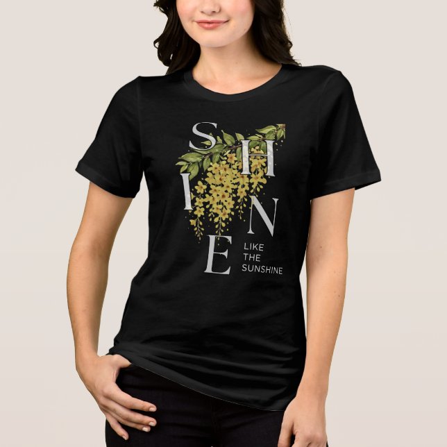 Sunshine Floral Typography Artwork by PixelPeak Tri-Blend Shirt (Front)