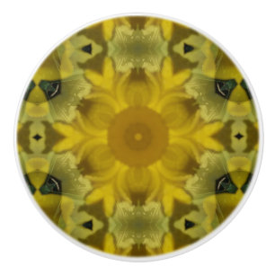 Sunshine Flower Burst Golden Ceramic Knob