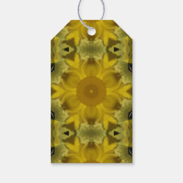 Sunshine Flower Burst Golden Gift Tags (Front)