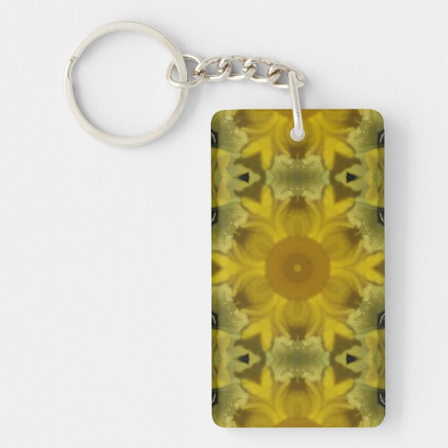 Sunshine Flower Burst Golden Key Ring (Front)