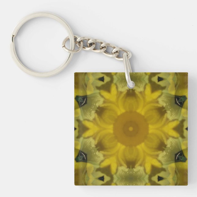 Sunshine Flower Burst Golden Key Ring (Front)