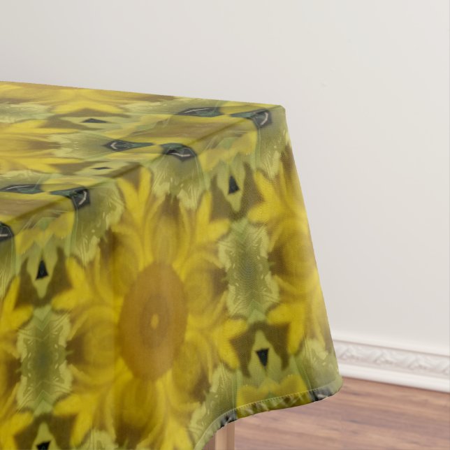 Sunshine Flower Burst Golden Tablecloth (In Situ)