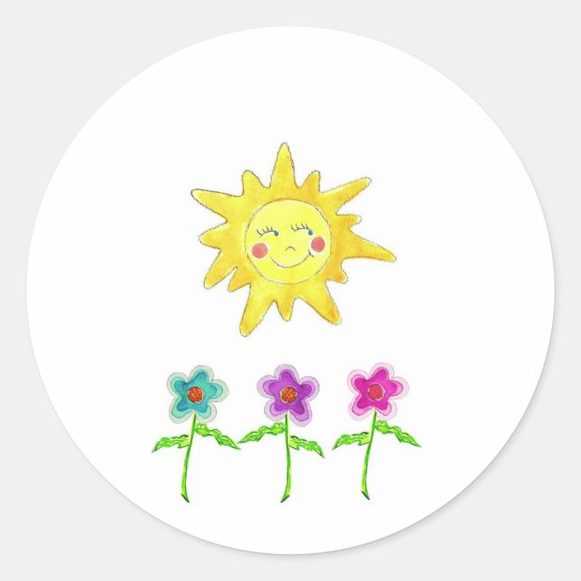 Sunshine Flowers Classic Round Sticker (Front)