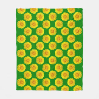 "Sunshine Flowers" Green Fleece Blanket design.