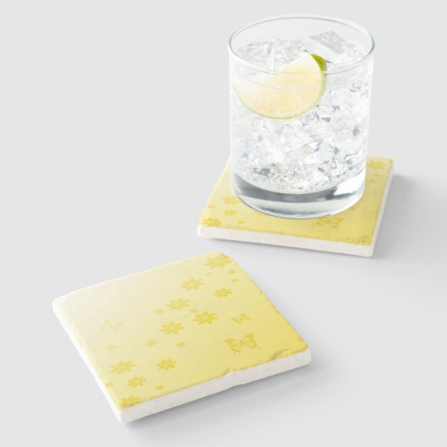 Sunshine Flowers n Butterflies Stone Coaster (Side)