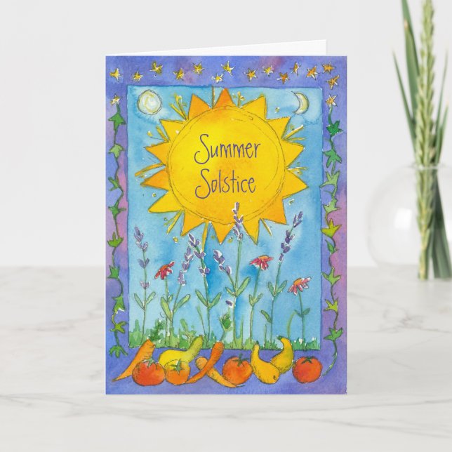 Sunshine Fruit Nature Watercolor Summer Solstice Card (Front)