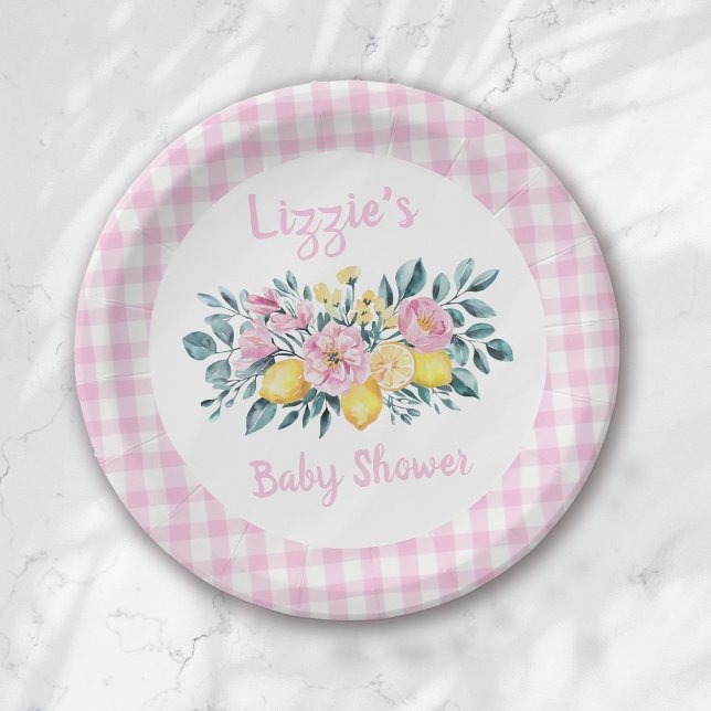 Sunshine Fun and Lemonade Floral Baby Shower Paper Plate (Creator Uploaded)