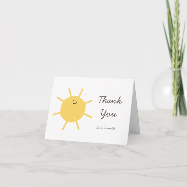 Sunshine Gender Neutral Baby Shower Thank You Card (Front)