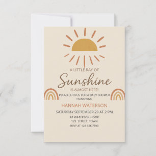 Sunshine Gender Neutral Boho Sun Baby Shower Invitation