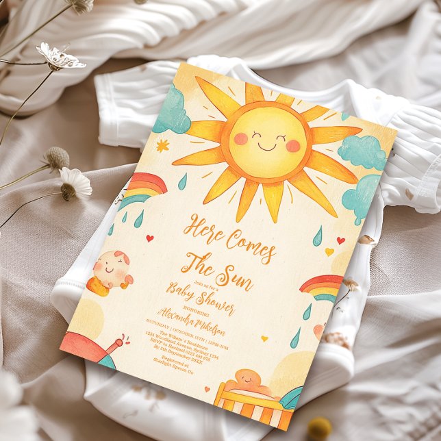 Sunshine Gender Neutral Boho Sun  Invitation (Creator Uploaded)