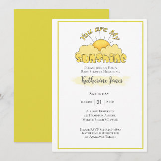 Sunshine Gender Neutral Cute Sun Baby Shower Invitation