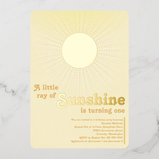 Sunshine Gold Sun First Birthday (Front)