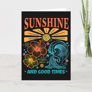 Sunshine Good Times Tropical Wave Hibiscus Retro B Card