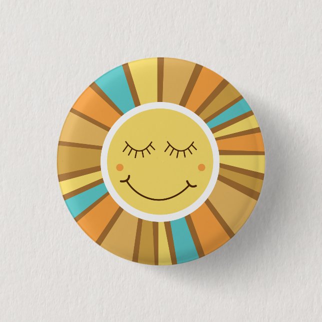 Sunshine Groovy Retro Boho Hippie Around the Sun 3 Cm Round Badge (Front)