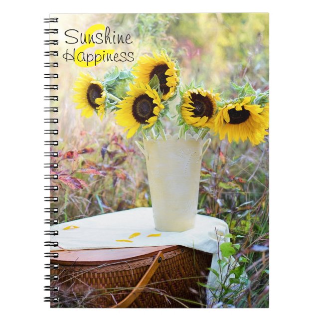 Sunshine & Happiness Sunflowers Spiral Notebook (Front)