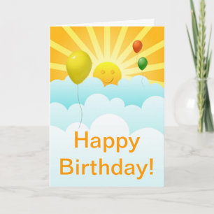Sunshine Happy Face and Balloons Birthday Card