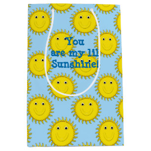 Sunshine Happy Face-Blue Gift Bag-M Medium Gift Bag