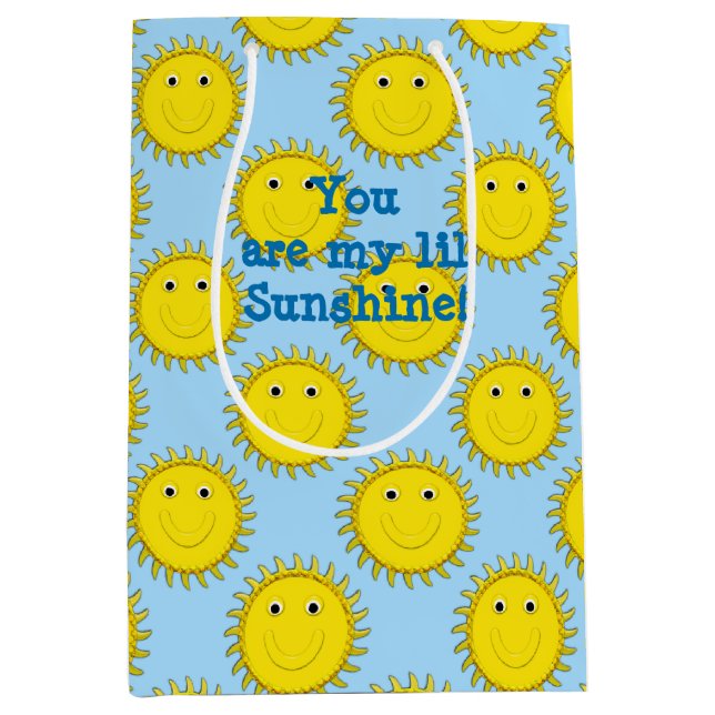 Sunshine Happy Face-Blue Gift Bag-M Medium Gift Bag (Front)