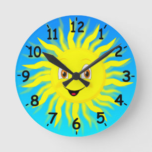 Sunshine Happy Face Round Clock