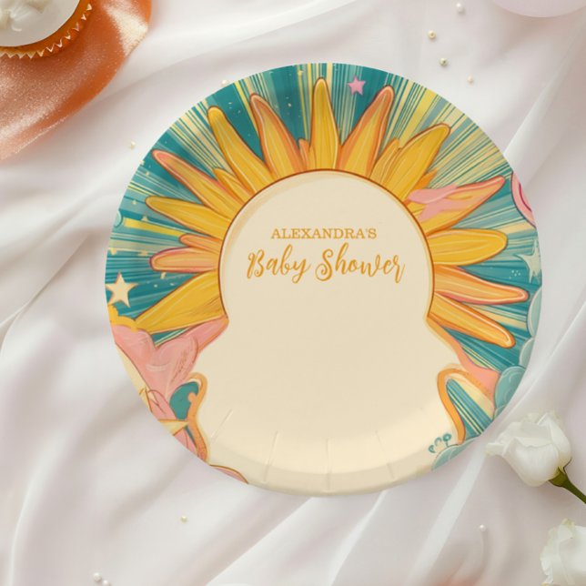 Sunshine Here Come The Son  Baby Shower Paper Plate (Creator Uploaded)