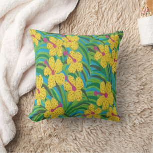 Sunshine Hibiscus Tropical Print Cushion