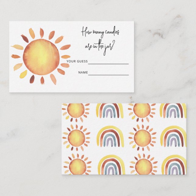 Sunshine - How many candies baby shower game Enclosure Card (Front/Back)