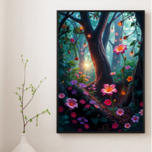 Sunshine in a Whimsical Fairy Forest Poster