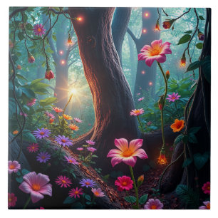 Sunshine in a Whimsical Fairy Forest Tile