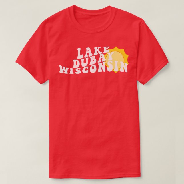 Sunshine in Lake Dubay Wisconsin Retro Wavy 1970s  T-Shirt (Design Front)