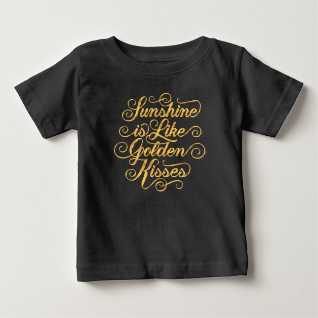 Sunshine is Like Golden Kisses Black Baby Top (Front)